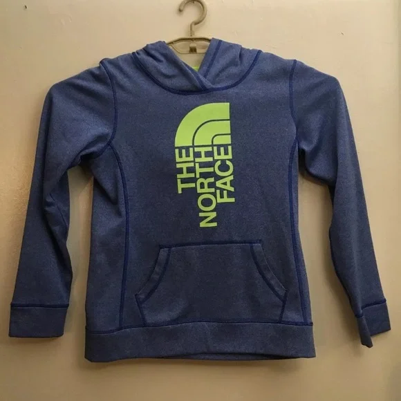 Women's The North Face Logo Long Sleeve Hoodie Sweatshirt Size Medium Blue - Picture 1 of 5